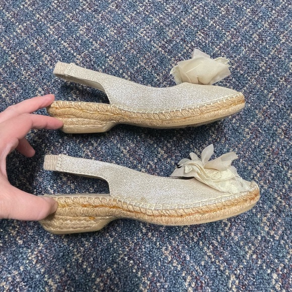 Preloved Cliffs by White Mountain Bow Espadrilles Slingback Sz 7M Gold Tan Beige - Picture 9 of 11